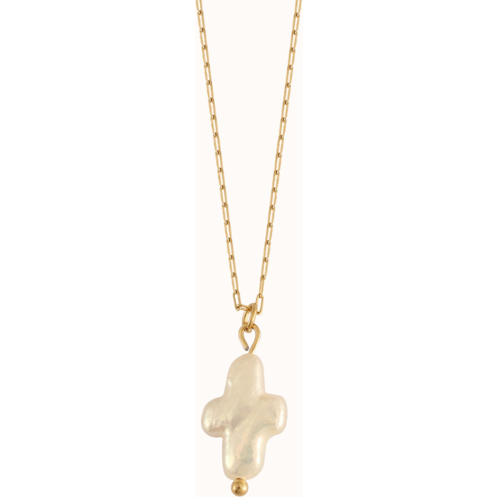 Joiana Jewelry Mini Pearl Cross Necklace In Gold