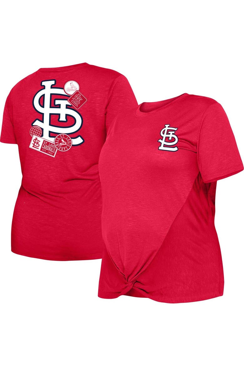 Women's New Era Red St. Louis Cardinals Plus Size Two-Hit Front Knot T-Shirt, Main, color, Red