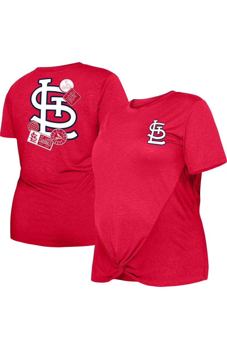 New Era Women's New Era Red St. Louis Cardinals Plus Size Two-Hit Front Knot T-Shirt, Main, color, Red