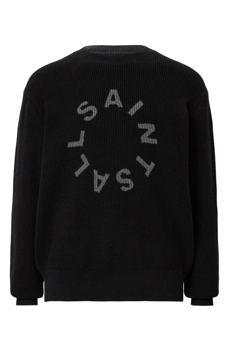 AllSaints Petra Reversible Print Logo Sweater, Alternate, color, Black/ Grey