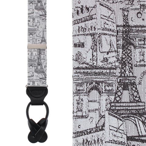 Paris Cityscape Escape Silk Novelty Button End Suspenders