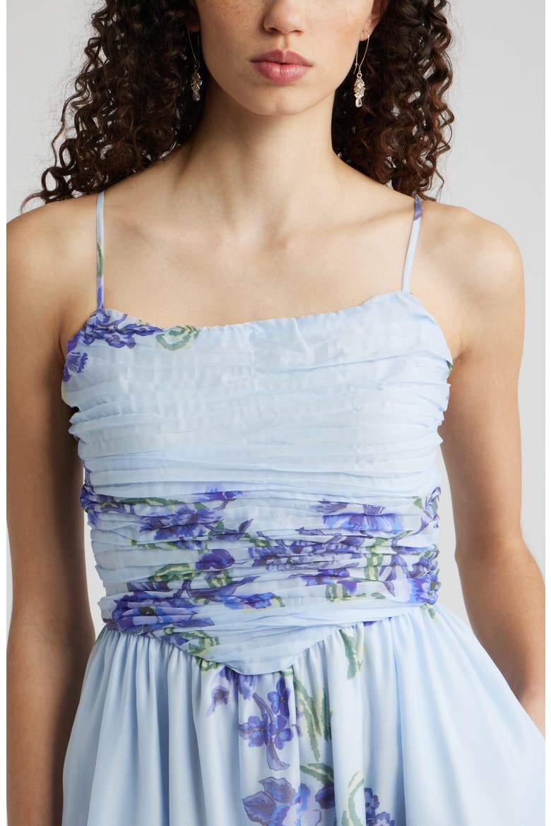 Floral Organza Party Dress, Alternate, color, BLUE SAVANNAH BOHO