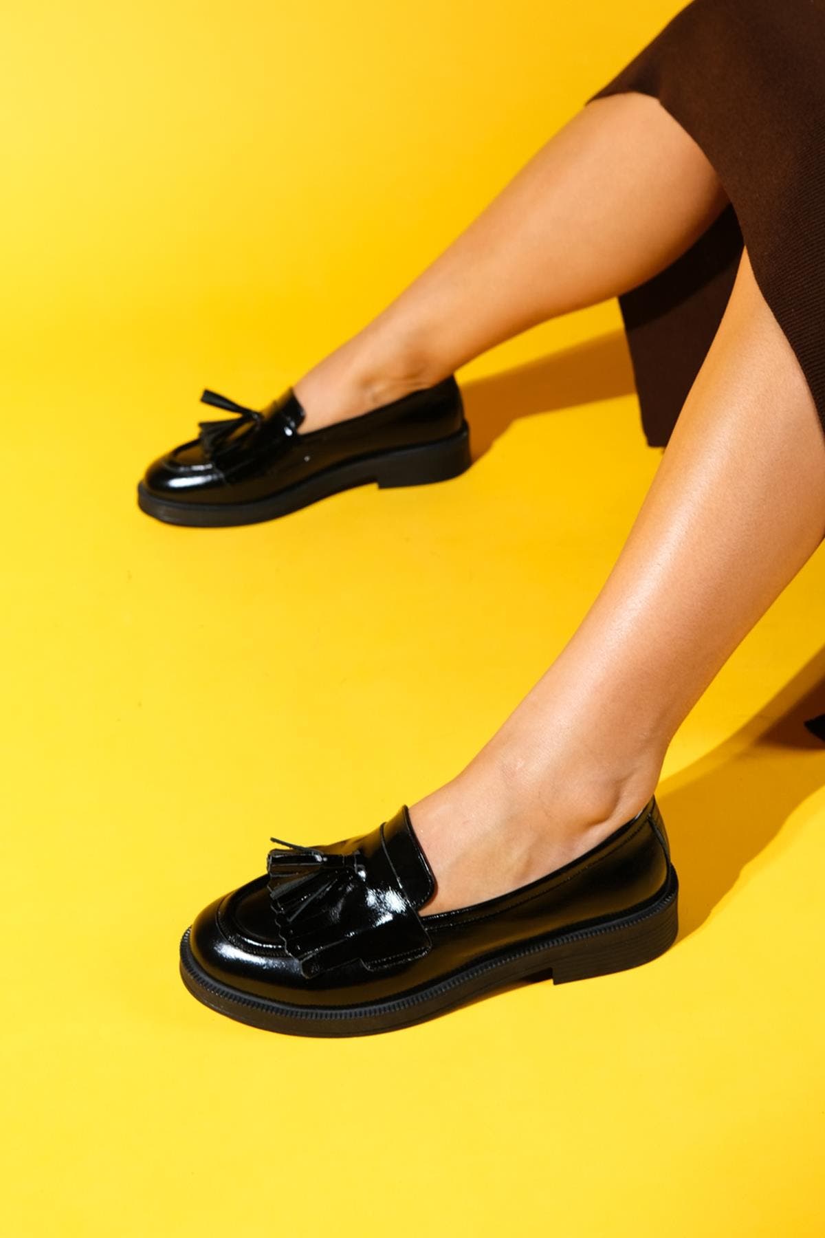Forever & Always Shoes Milly Leather Tassel Loafer, Alternate, color, Black Patent Leather