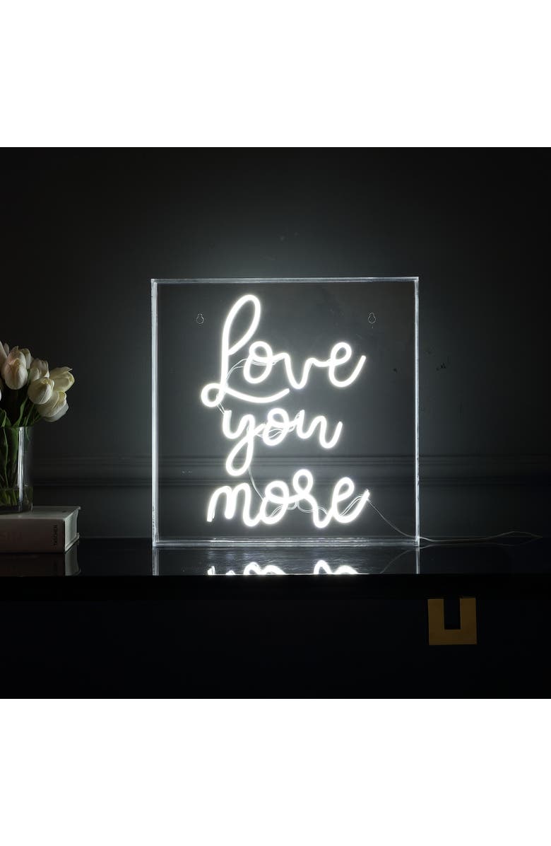 JONATHAN Y Love Square Contemporary Glam Acrylic Box USB Operated LED Neon Light, Alternate, color, White
