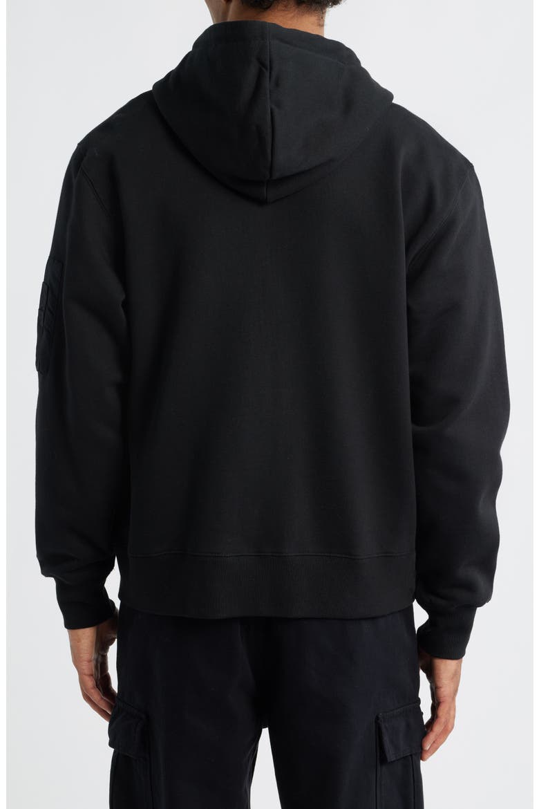 Utility Pocket Cotton Fleece Zip Hoodie, Alternate, color, BLACK