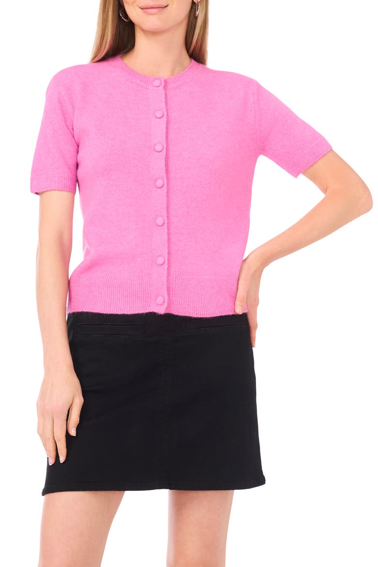 Covered Button Cardigan, Main, color, ROSE GLOW