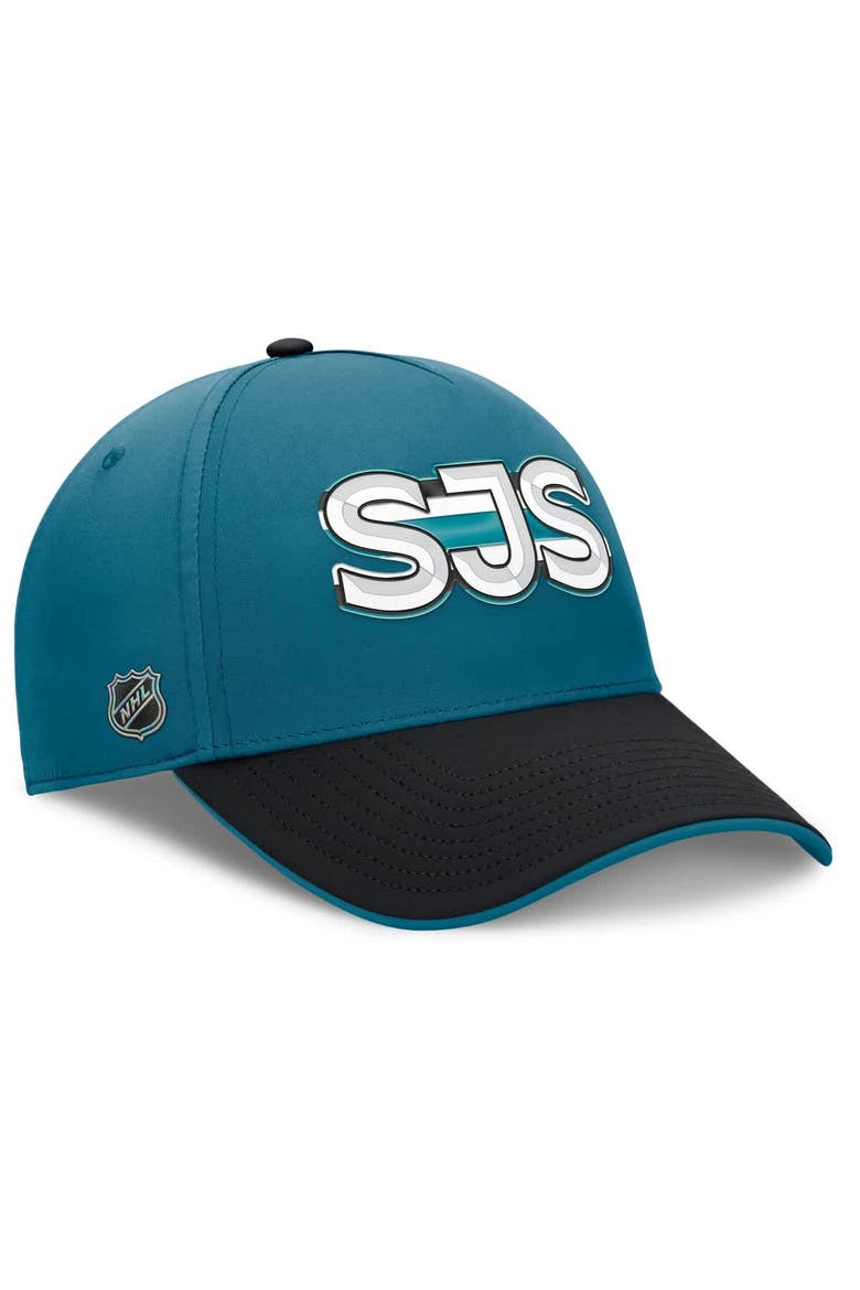 Men's Fanatics Teal/Black San Jose Sharks Authentic Pro Rink Team Code Flex Hat, Alternate, color, Teal