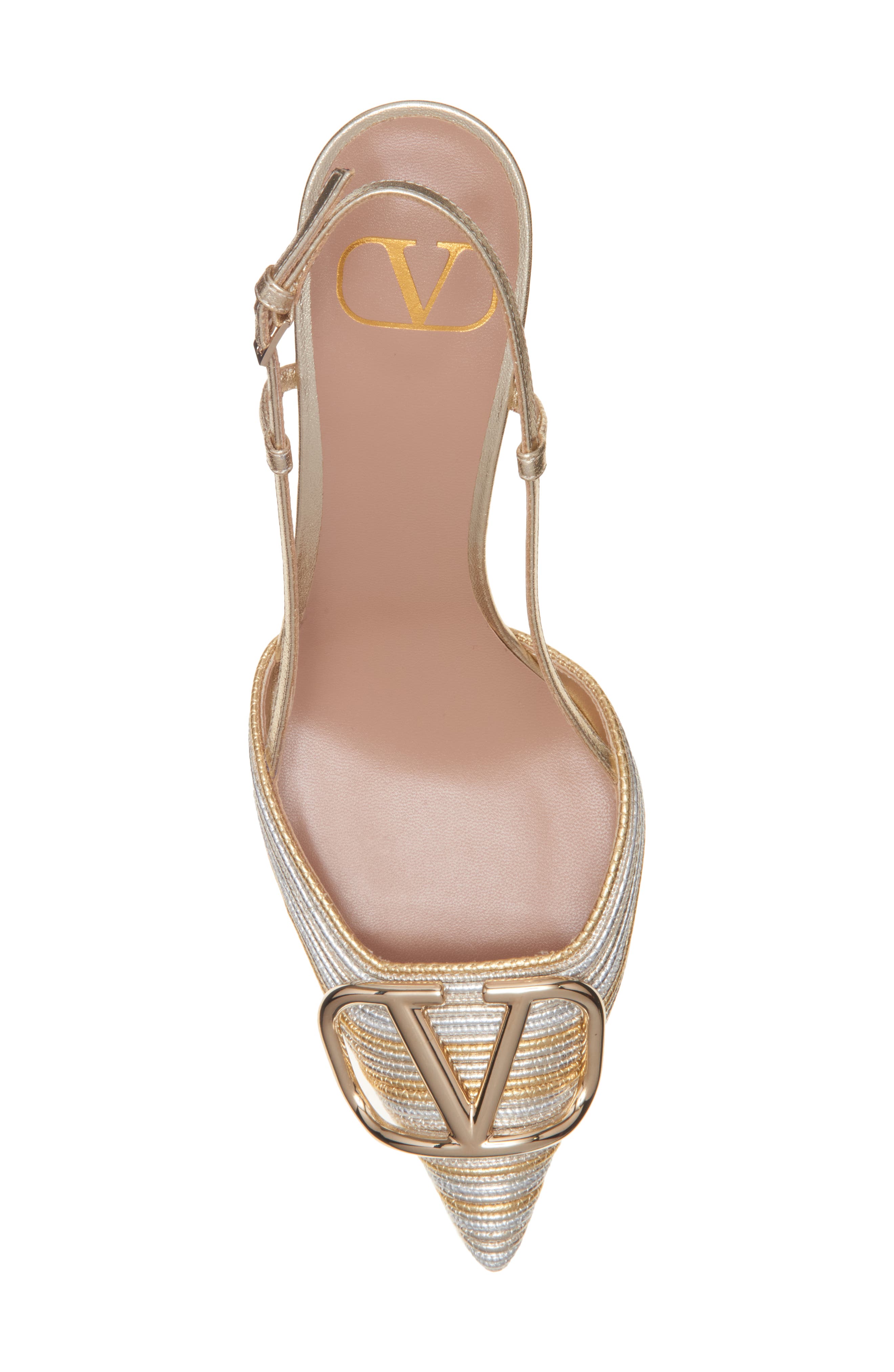 Valentino Garavani VLOGO Slingback Pump, Alternate, color, Silver/ Platino/ Brass