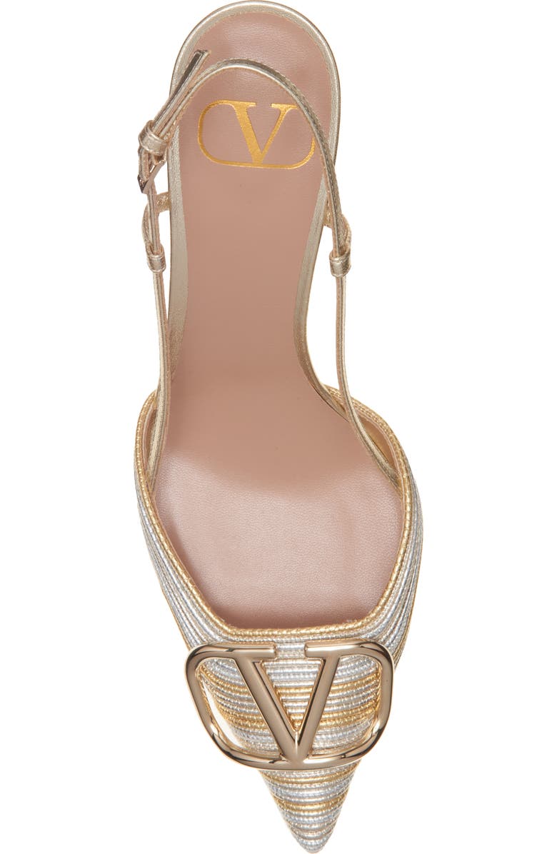 Valentino Garavani VLOGO Slingback Pump, Alternate, color, Silver/ Platino/ Brass