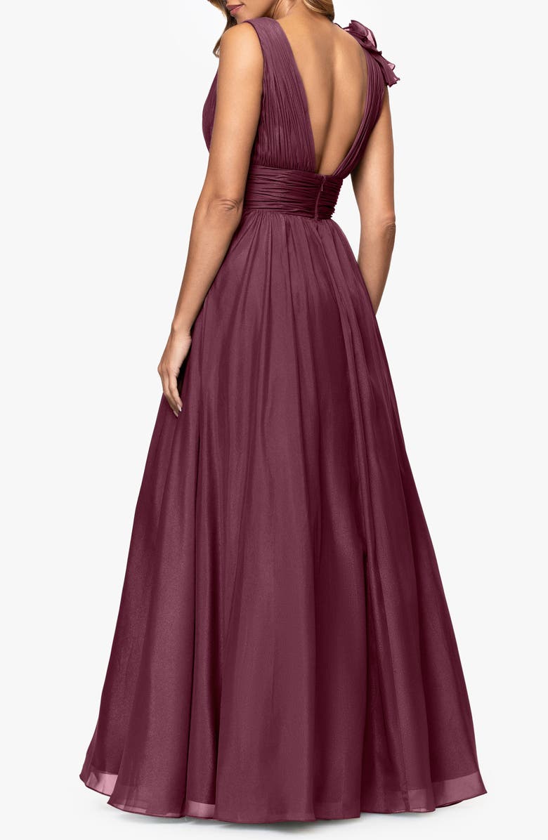 Xscape Evenings Ruffle Organza Gown, Alternate, color, Wine