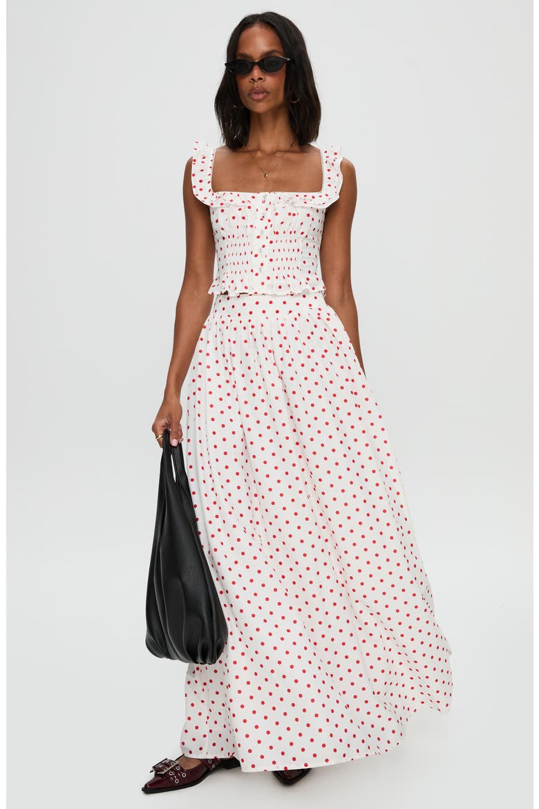 Valerio Print Maxi Skirt, Alternate, color, WHITE / RED