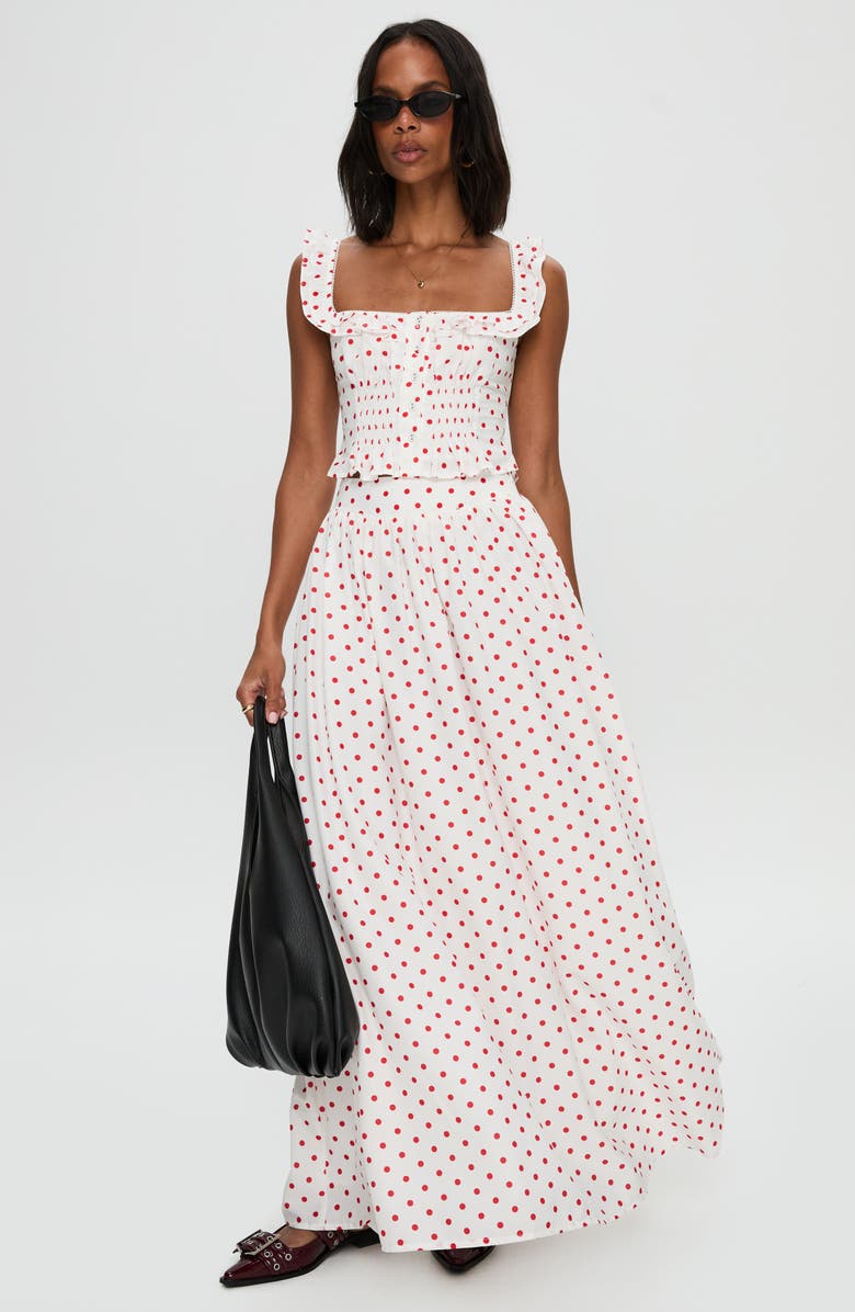 Princess Polly Valerio Print Maxi Skirt, Alternate, color, White / Red