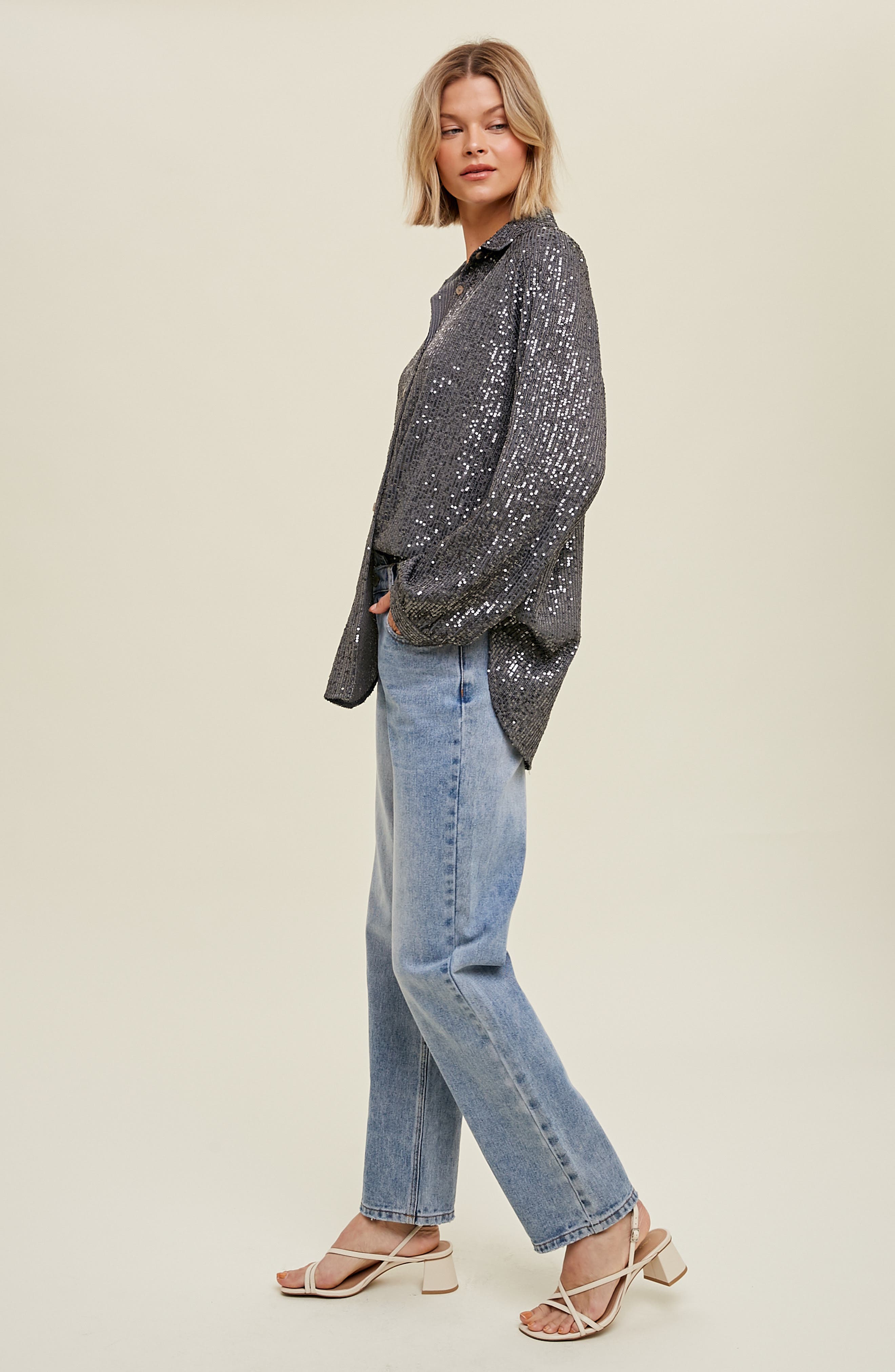 Sequin Button-Up Blouse - image 2