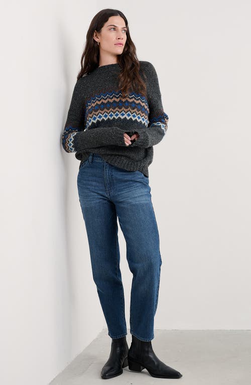 Seasalt Cornwall Golden Light Fair Isle Merino Wool Blend Crewneck Sweater In Black