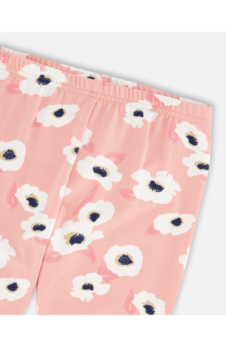 Deux par Deux Little Girl's Printed Leggings Pink With White Flowers, Alternate, color, 