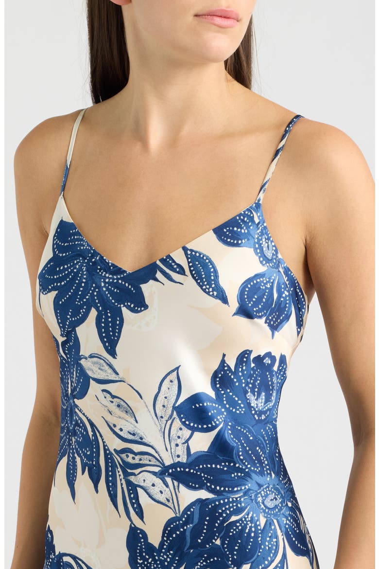 Floral V-Neck Ruffle Maxi Slipdress, Alternate, color, COASTAL FJORD