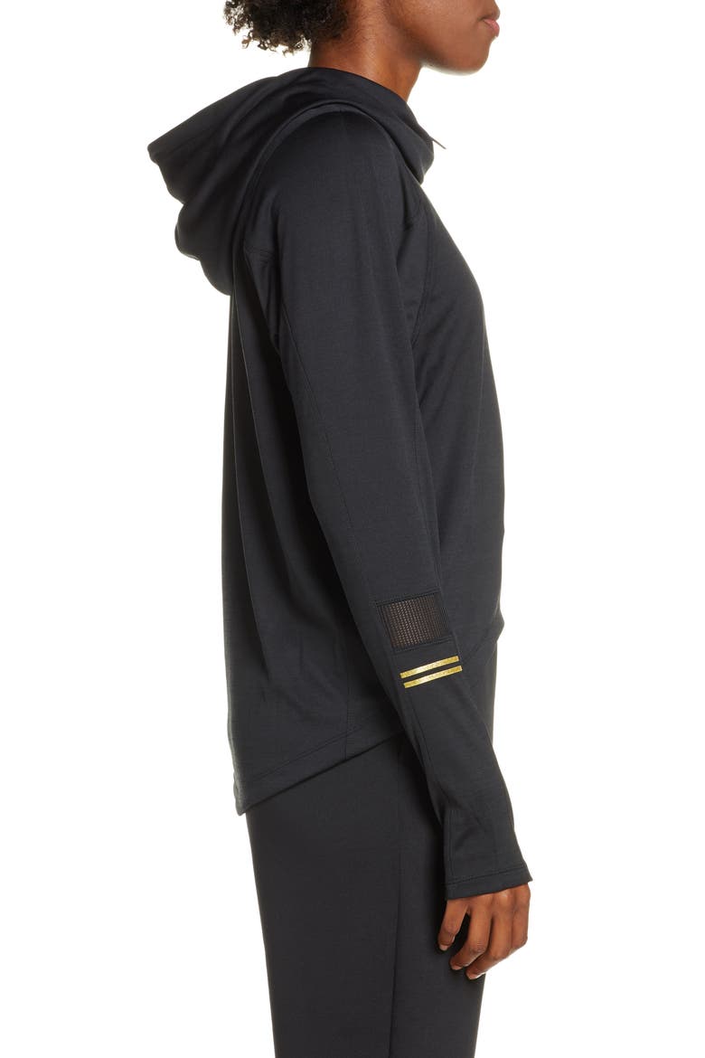 Glam Midlayer Funnel Neck Hoodie, Alternate, color, BLACK/ METALLIC GOLD