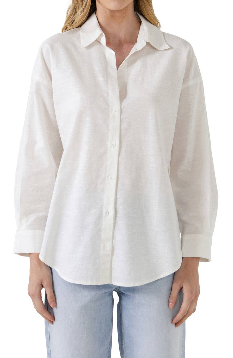 English Factory Oversize Cotton & Linen Shirt, Alternate, color,