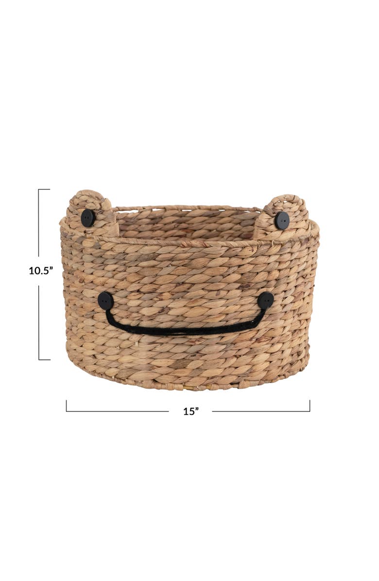 Storied Home Hand-Woven Water Hyacinth Frog Basket, Alternate, color,