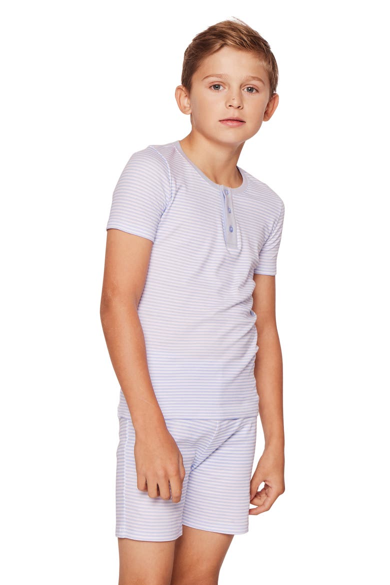 Stripes Fitted Short Set, Alternate, color, BLUE