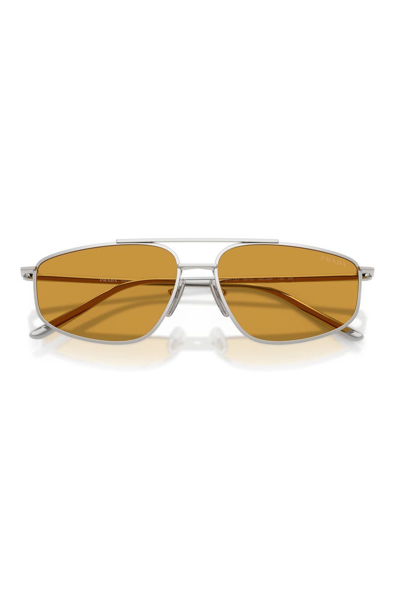 58mm Pillow Sunglasses, Alternate, color, SILVER / DARK HONEY