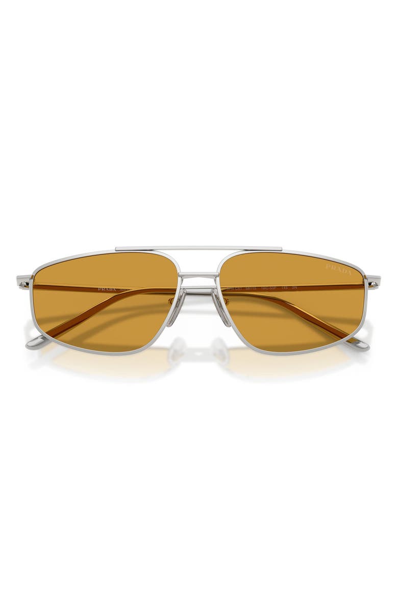 Prada 58mm Pillow Sunglasses, Alternate, color, Silver / Dark Honey