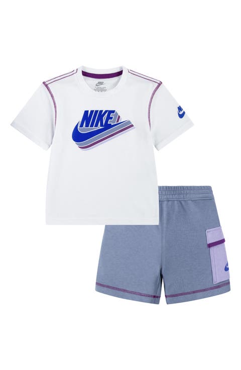 Kids' Swoosh Graphic T-Shirt & Knit Cargo Shorts Set