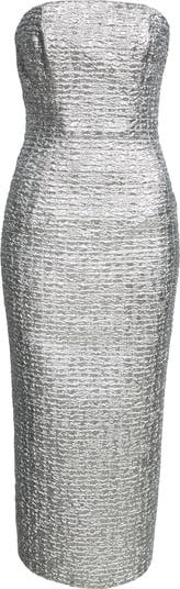 Emilia Wickstead Leila Strapless Metallic Seersucker