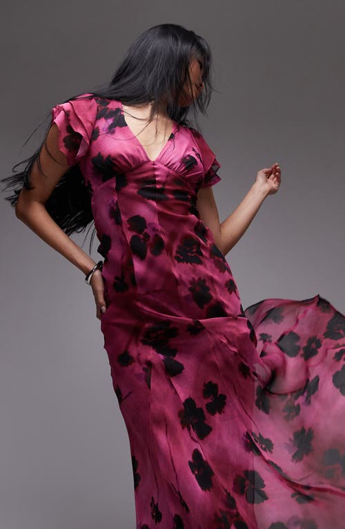 Topshop Lace Up Back Maxi Dress In Pink