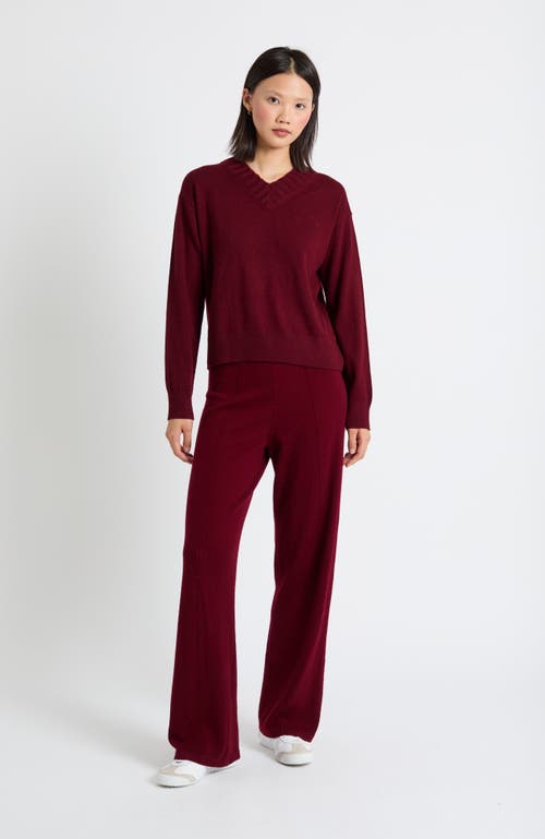 Chinti & Parker Wool-cashmere Ribbed V-neck Sweater In Burgundy
