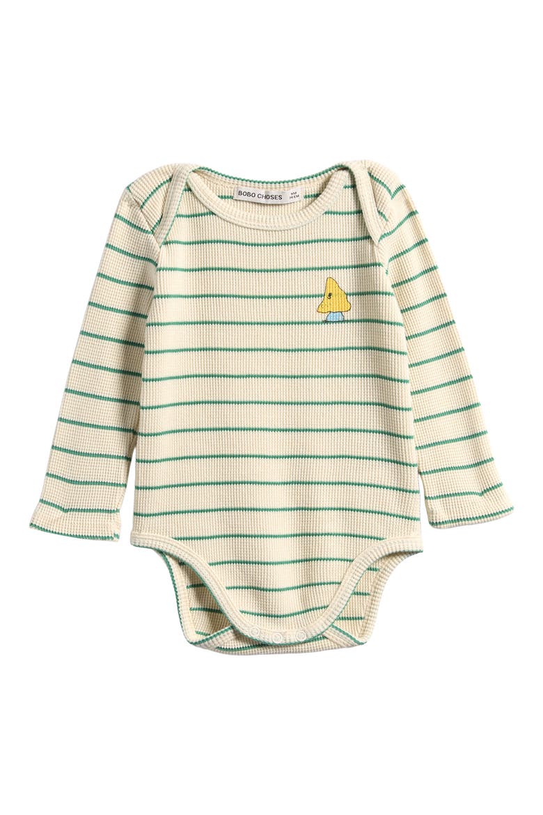 Mush Monster Stripe Long Sleeve Bodysuit, Main, color, OFF WHITE