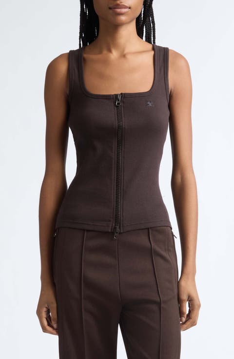 Ribbed Zip Front Tank