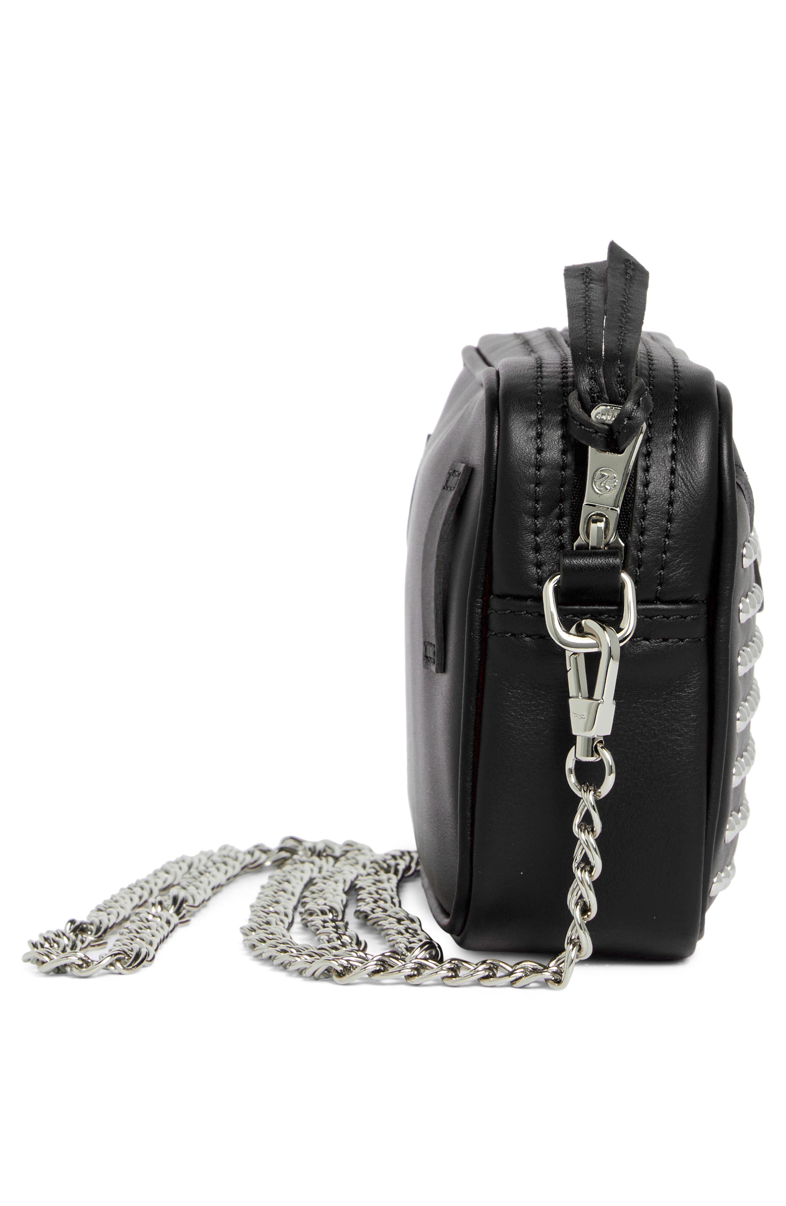 Longchamp Mademoiselle Studded Small Crossbody Bag, Alternate, color, Black