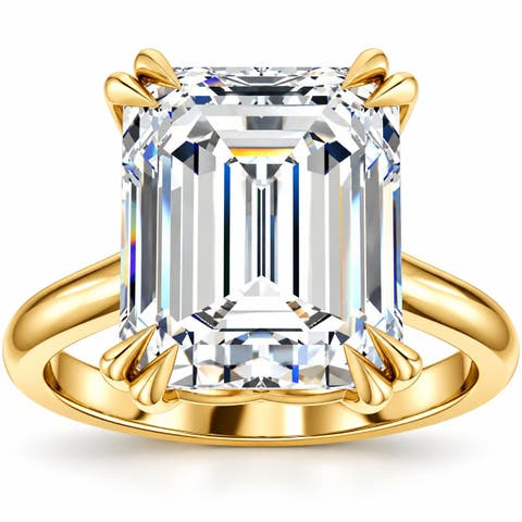 Certified 5ct Emerald Cut Diamond Designer Engagement Ring Lab Grown 14k Gold