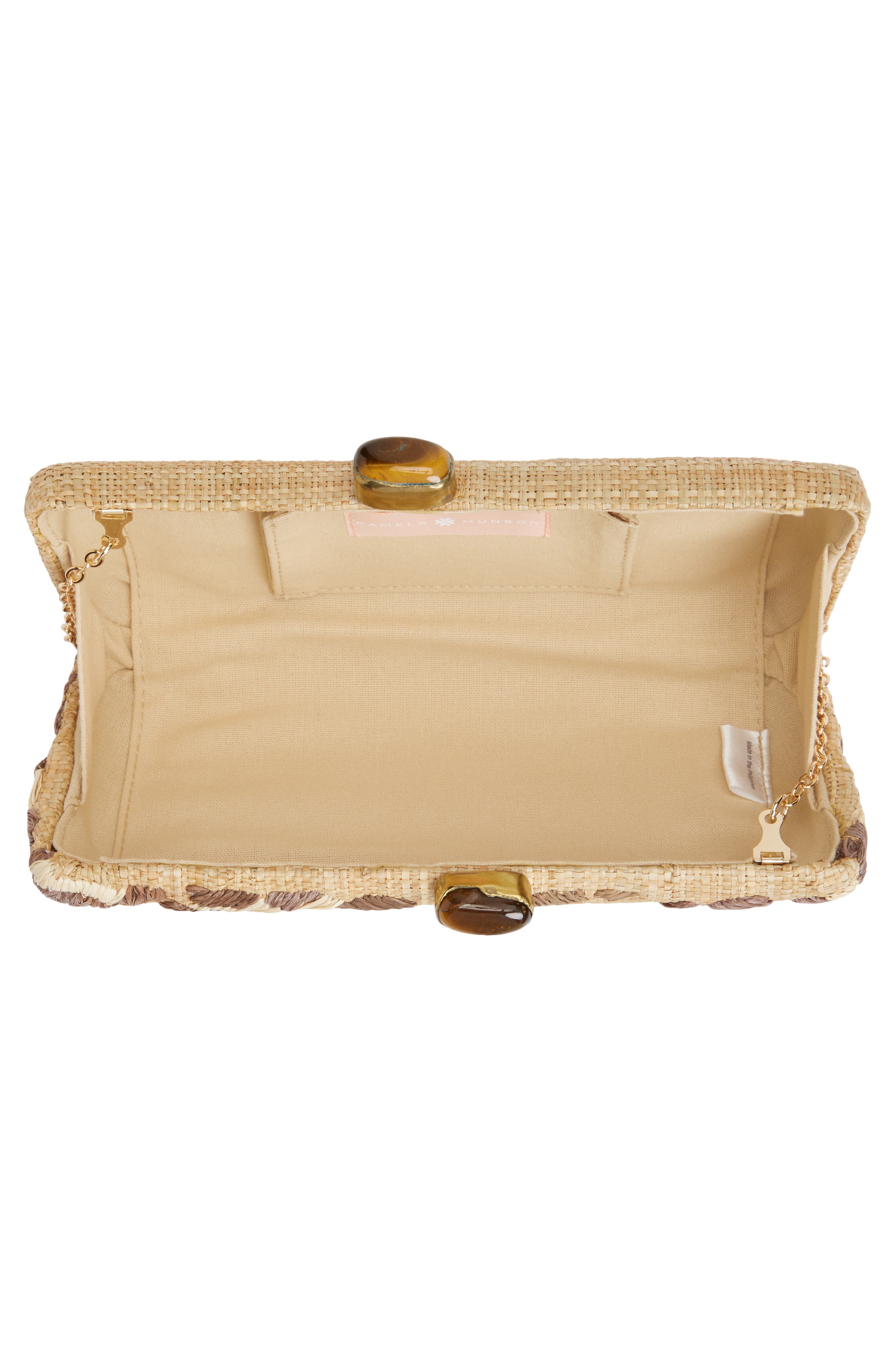 Pamela Munson Spotted Raffia Clutch, Alternate, color, Brown