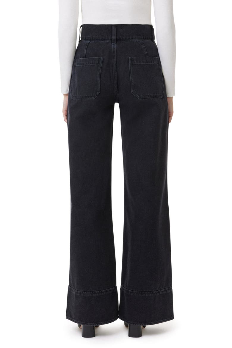Pleated High Waist Super Wide Leg Jeans, Alternate, color, WASHED BLACK