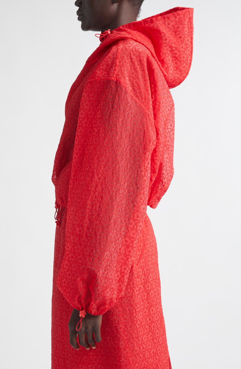 Cecilie Bahnsen Aisha Windflower Embroidered Sheer Organza Jacket, Alternate, color, Red