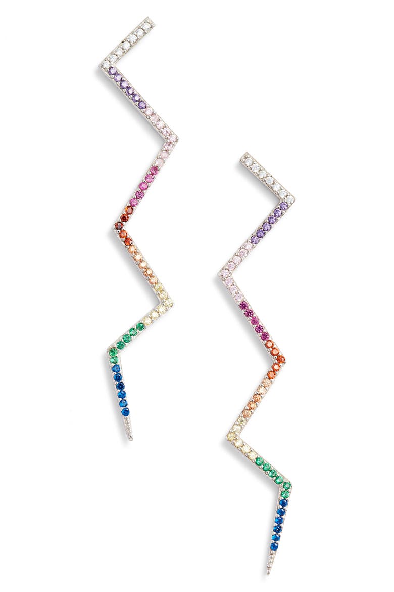 Lightning Drop Earrings, Main, color, RAINBOW