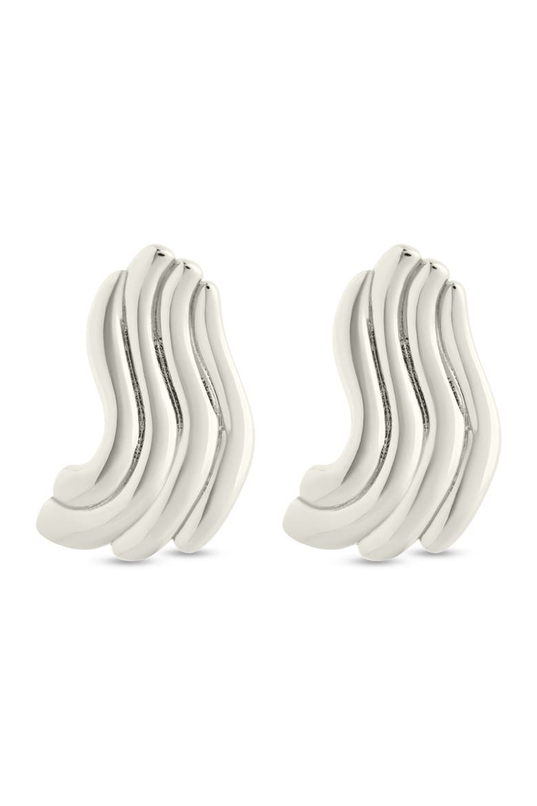 Sylvie Ripple Statement Stud Earrings, Main, color, SILVER