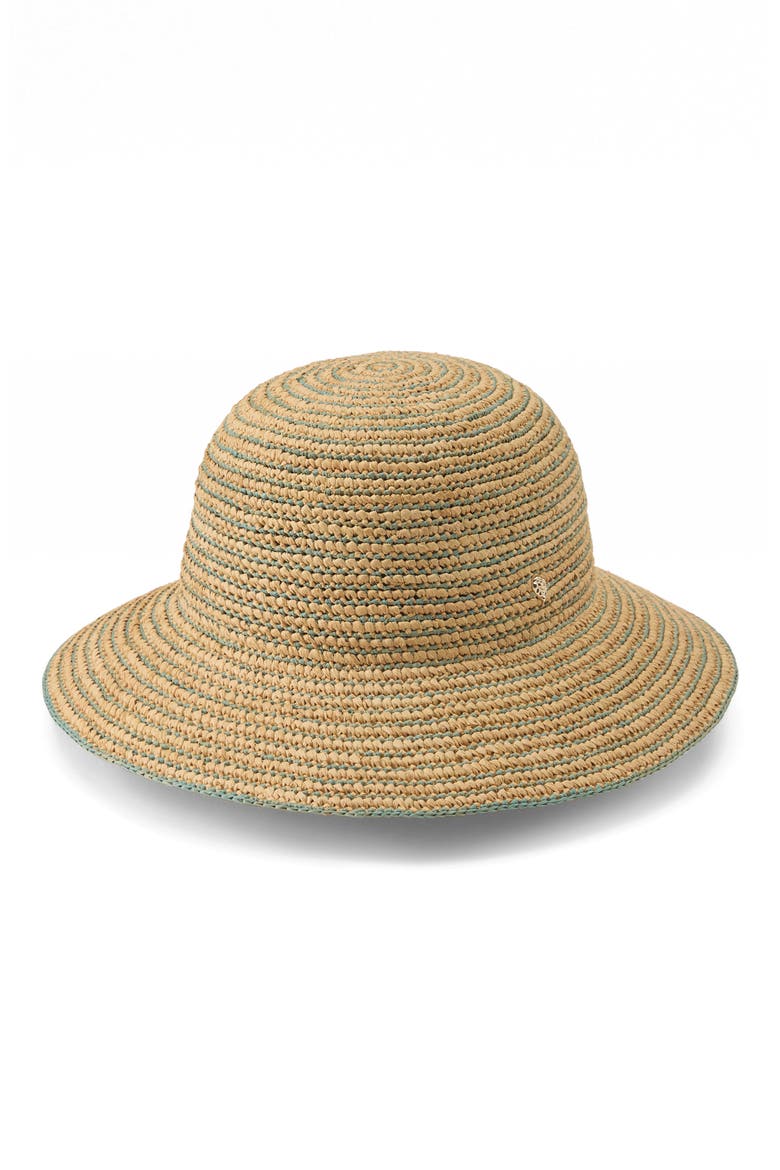 Evadine Packable Raffia Sun Hat, Main, color, NATURAL/ SEAGLASS