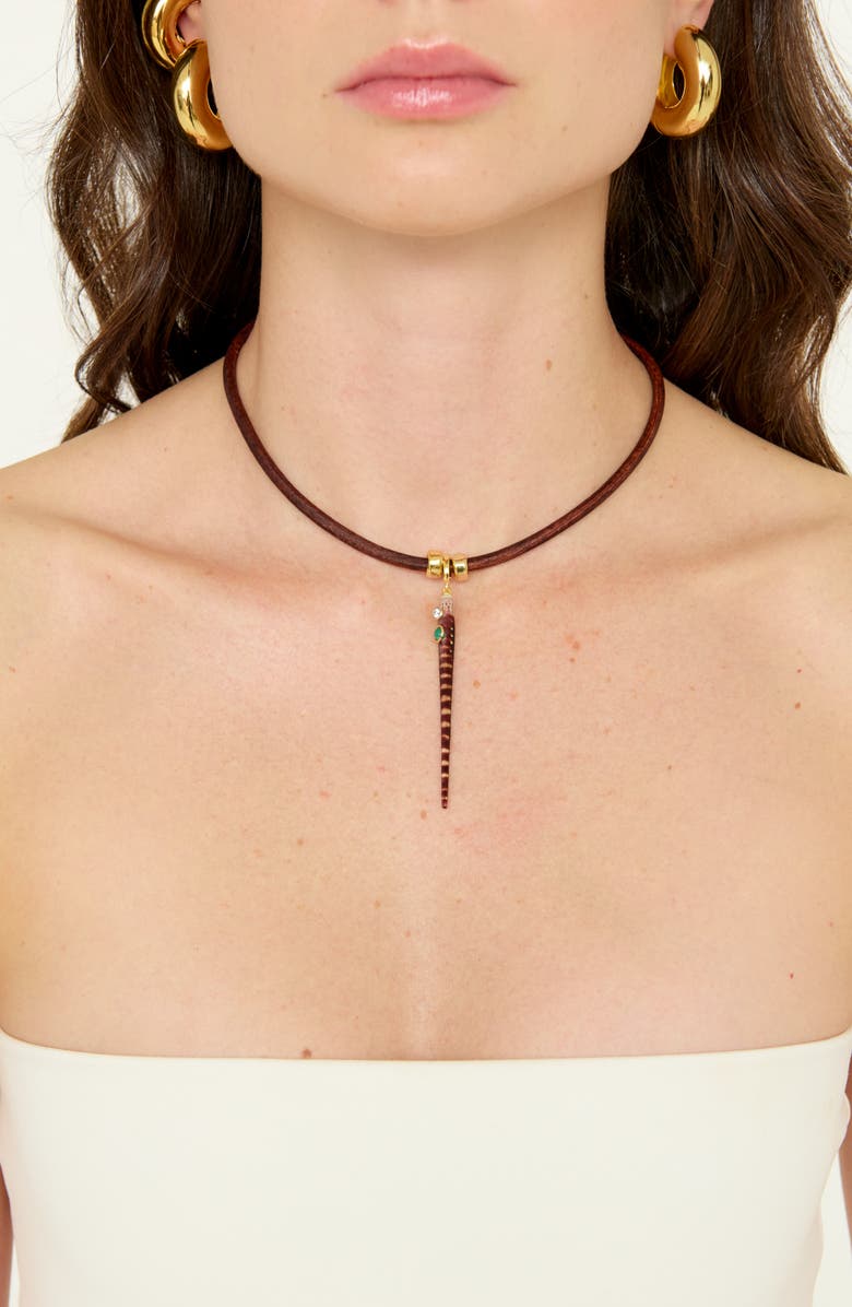 Éliou Selkie Sea Urchin Spine Pendant Necklace, Alternate, color, Brown