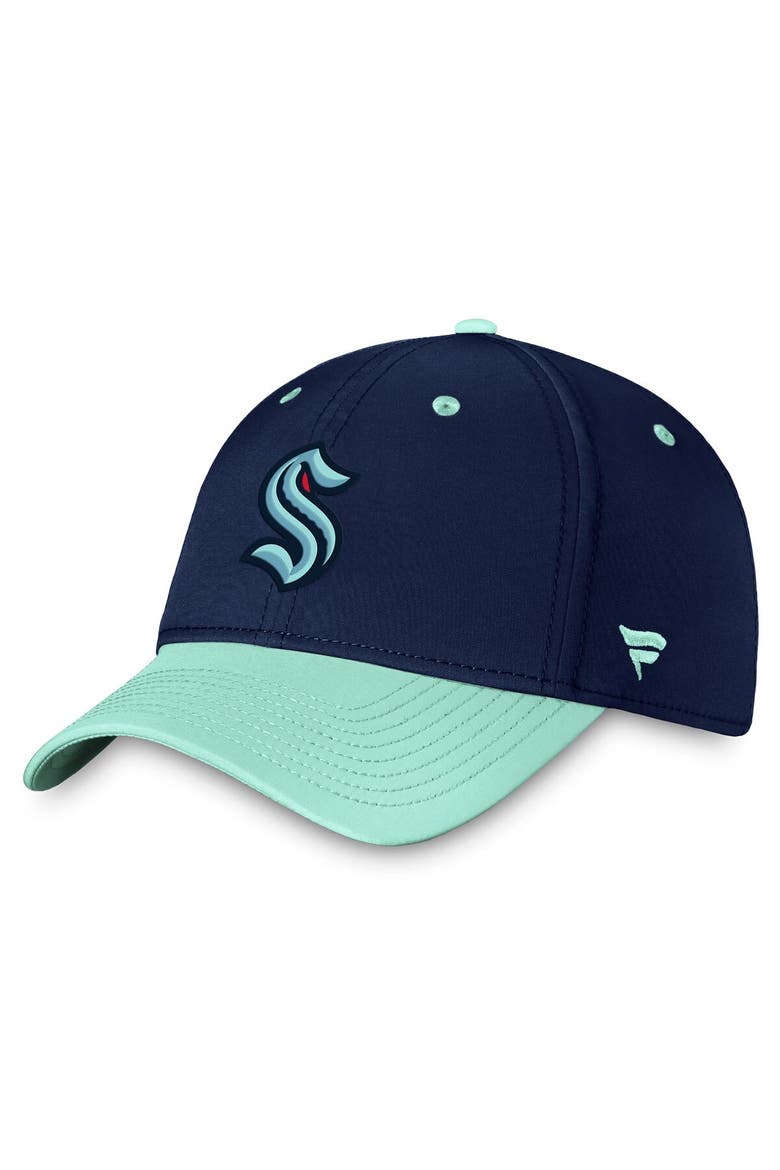 Men's Fanatics Branded  Deep Sea Blue/Light Blue Seattle Kraken Authentic Pro Rink Two-Tone Flex Hat, Main, color, Navy