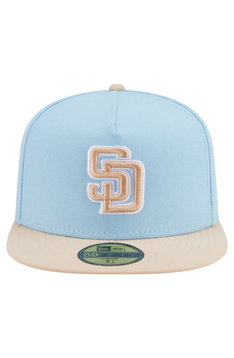 New Era Men's New Era Light Blue/Cream San Diego Padres Two-Tone Color Pack A-Frame 59FIFTY Fitted Hat, Alternate, color, 