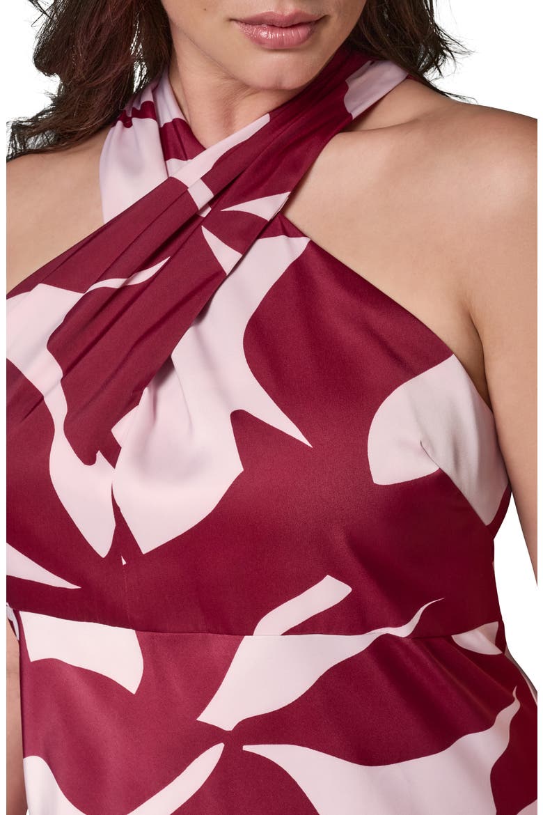 Print Twist Front Halter Midi Dress, Alternate, color, SANGRIA/ LI