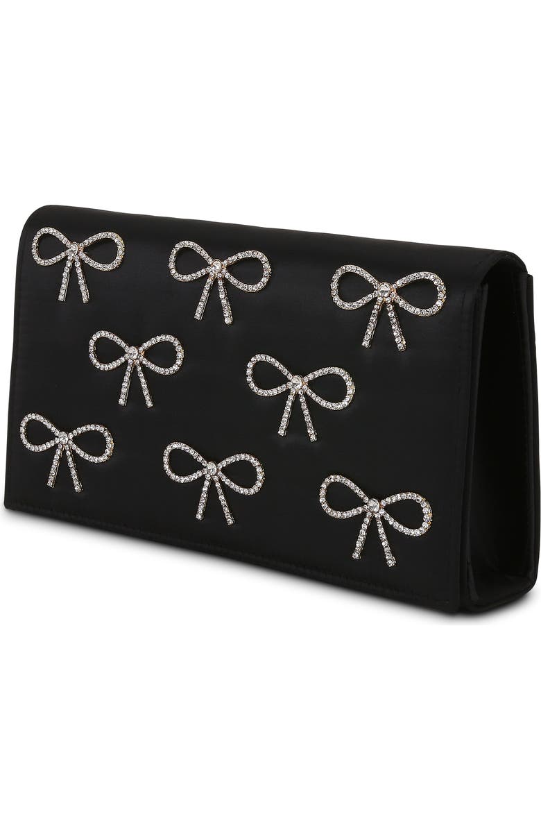 Jewel Badgley Mischka Julia Crystal Bow Flap Clutch, Alternate, color, Black