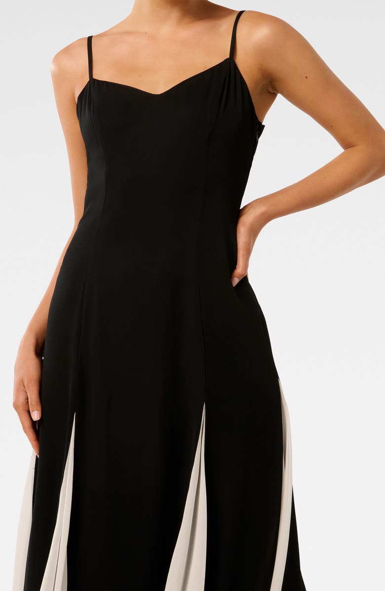 Ever New Dahlia Contrast Godet Pleat Gown, Alternate, color, Black/White