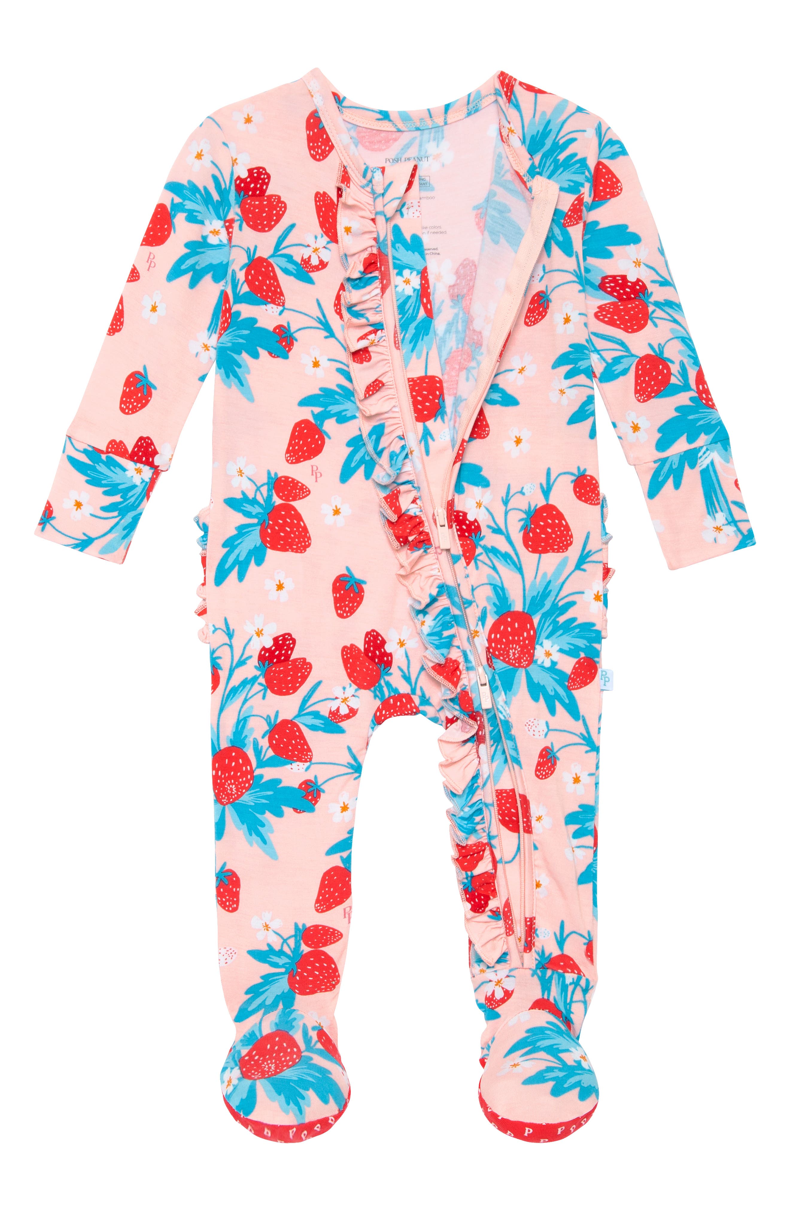 Posh Peanut Strawberry Shortcake Ruffle Zip Fitted Footie Pajamas ...