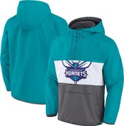 FANATICS Men's Fanatics Branded  Teal/Gray Charlotte Hornets Anorak Flagrant Foul Color-Block Raglan Hoodie Half-Zip Jacket