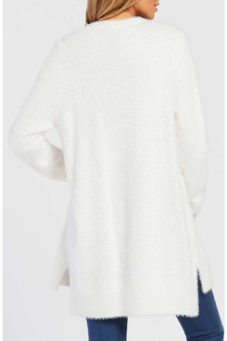 Lynn Fuzzy Long Cardigan, Alternate, color, WHITE