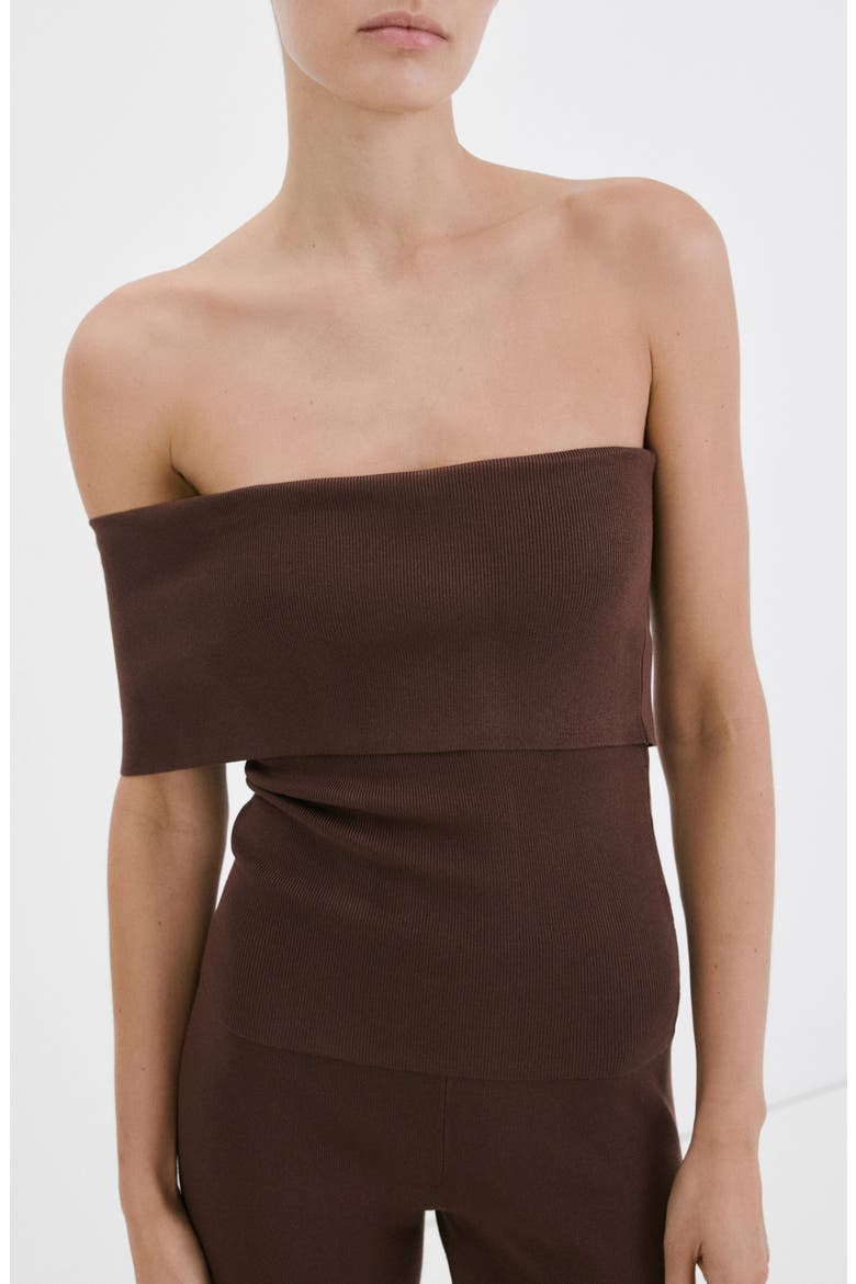 Off the Shoulder Rib Top, Main, color, CHOCOLATE